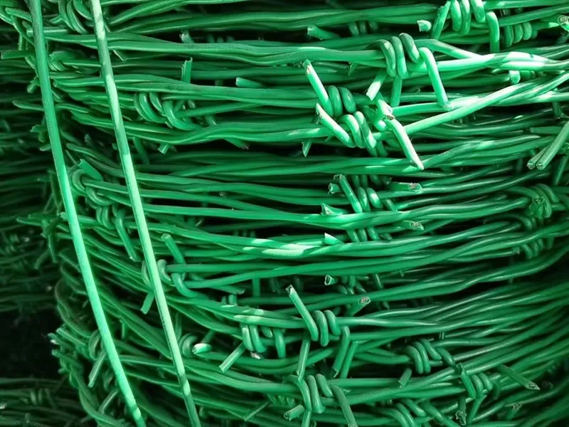 Green PVC Coated Barbed Wire 12-1/2 x 14 BWG, 4" Barb Spacing