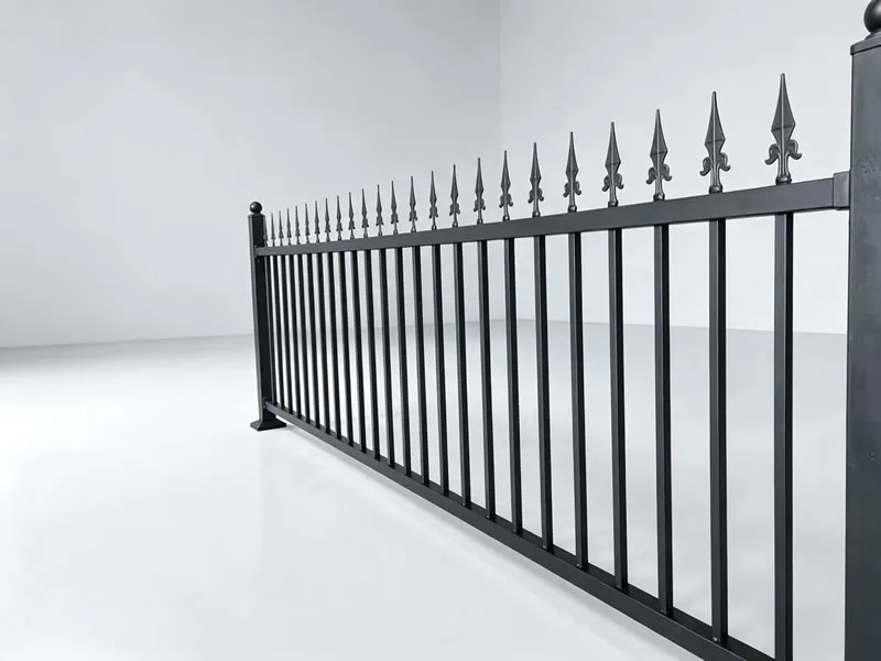 Ornamental spear top tubular fence, 2400 x 1800 mm