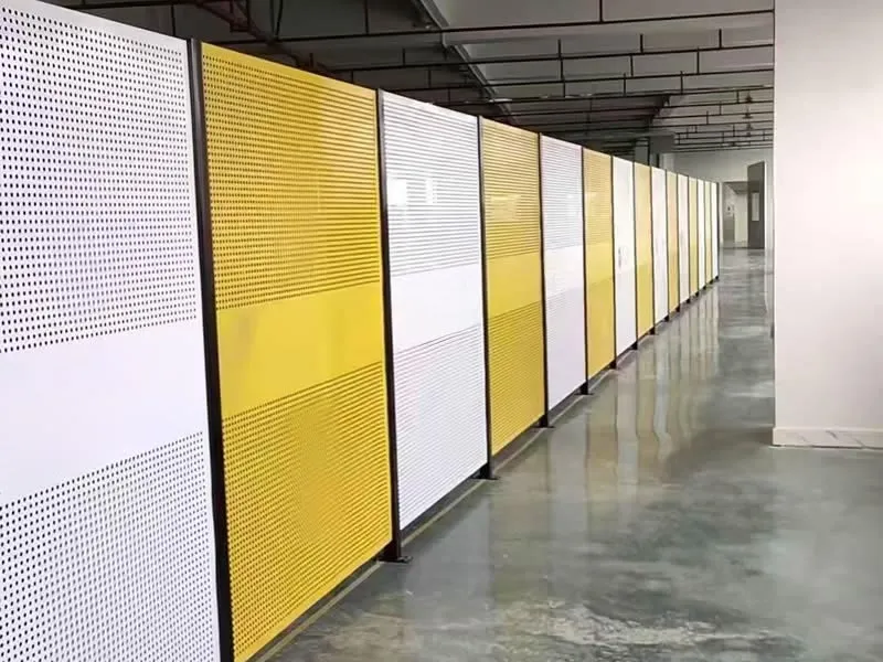 Powder coated perforated screen partition, 2000 x 1200 mm