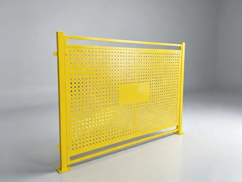 Yellow perforated screen with top rail, 2000 x 1200 mm